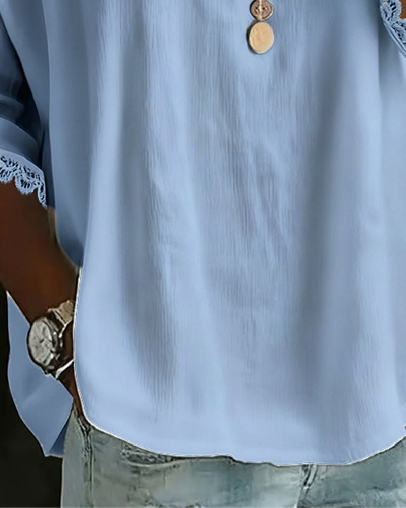 Bluzka Koronka Wstawiony Kołnierzyk Piotrusia Pana