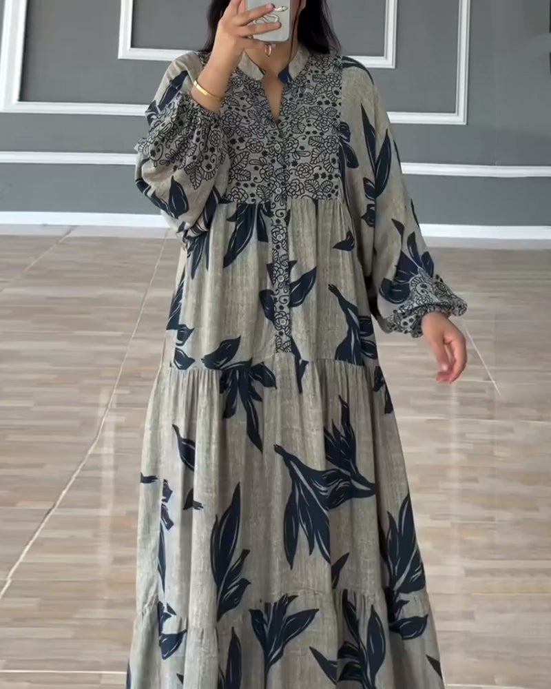 Sukienka casualowa z nadrukiem, długi rękaw