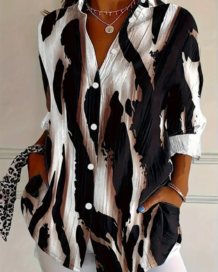 Bluzka Stojący Kołnierz Nieregularny Nadruk