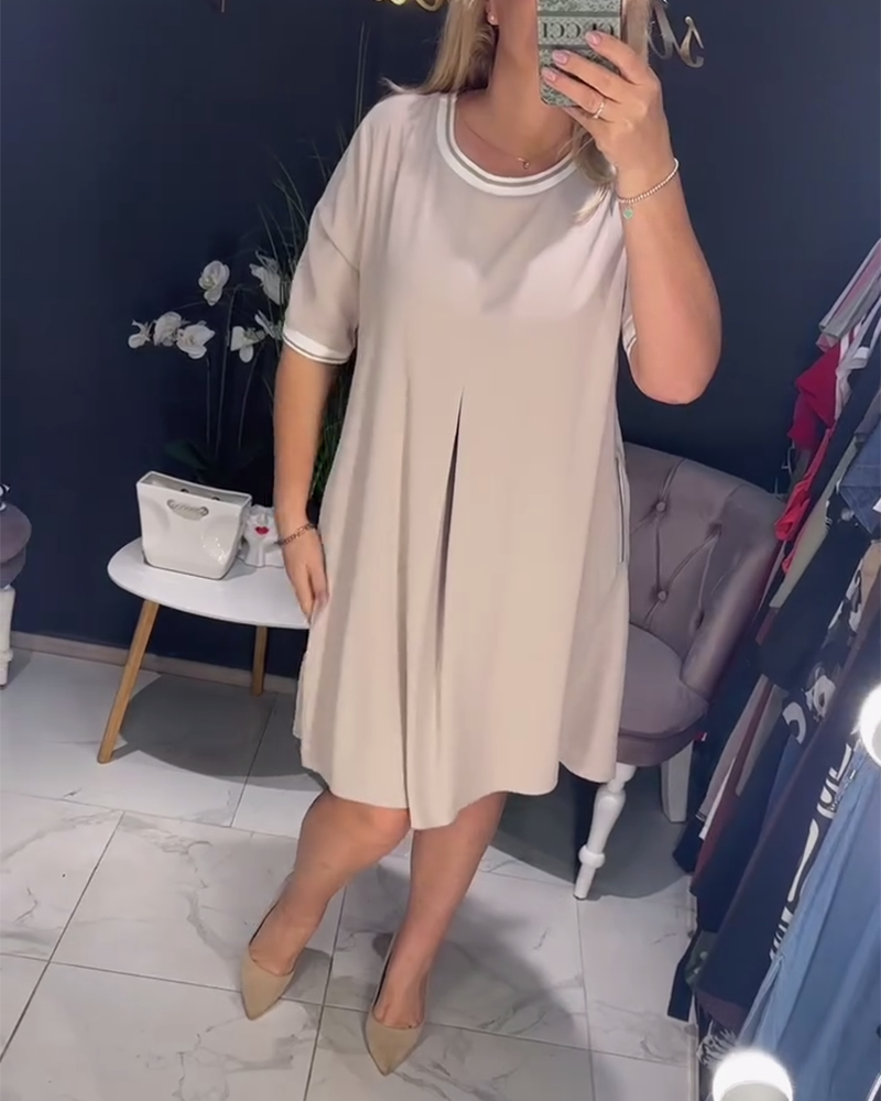 Sukienka casualowa elegancka z okrągłym dekoltem i kieszeniami