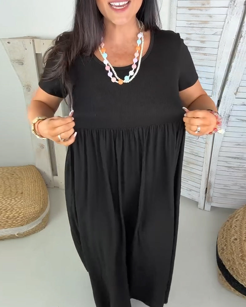 Sukienka Elegancka Gładki Kolor A-Linia