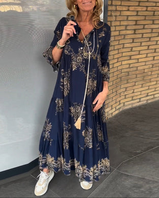 Luźna sukienka z dekoltem V vintage