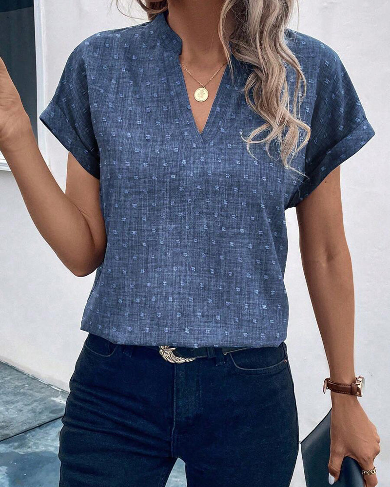 Bluzka Z Krótkim Rękawem I Nadrukiem W Serek