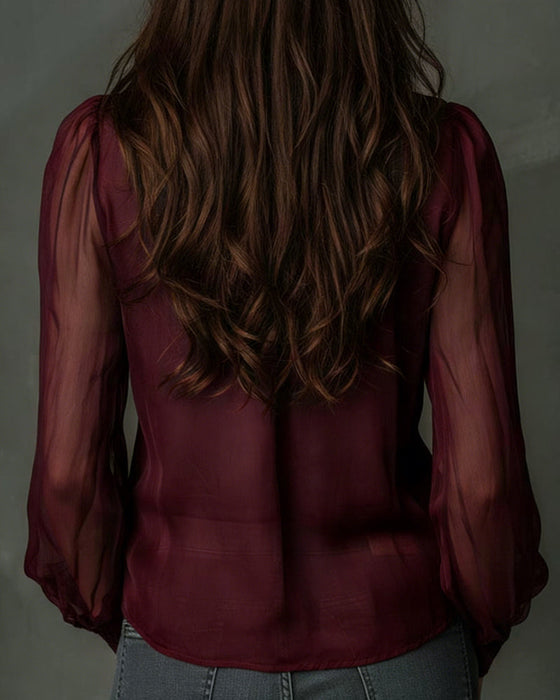 Bluzka Połowa-zamka Siatka Długi-rękaw