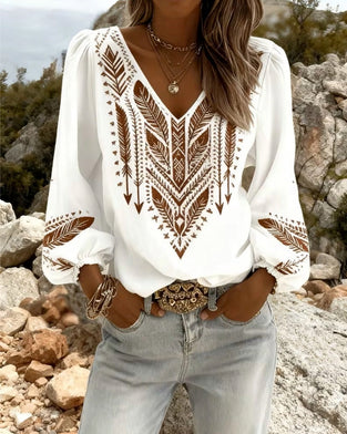 Bluzka Buffany Rękaw Dekolt V Luźny Fason