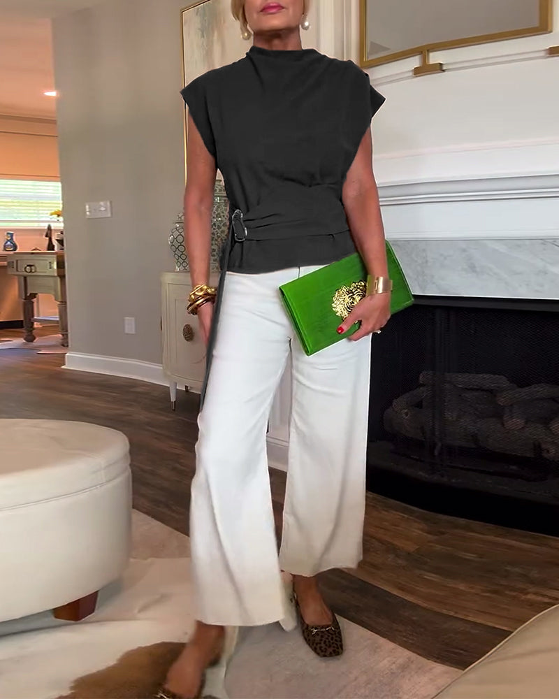 Dopasowana Bluzka w Jednym Kolorze