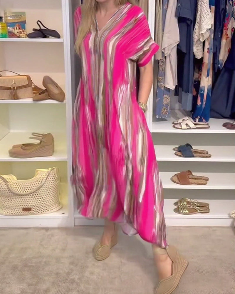 Sukienka swobodna luźna z dekoltem w serek