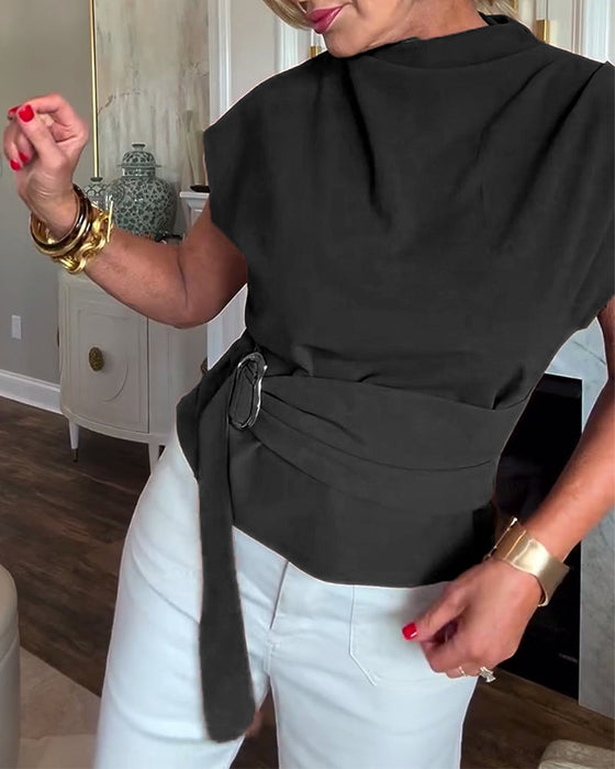 Dopasowana Bluzka w Jednym Kolorze