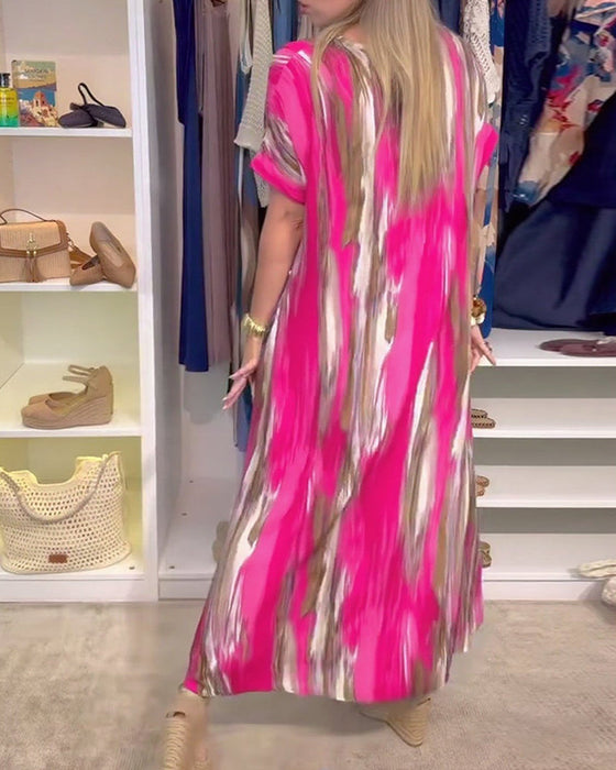 Sukienka swobodna luźna z dekoltem w serek