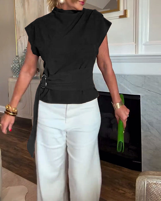 Dopasowana Bluzka w Jednym Kolorze