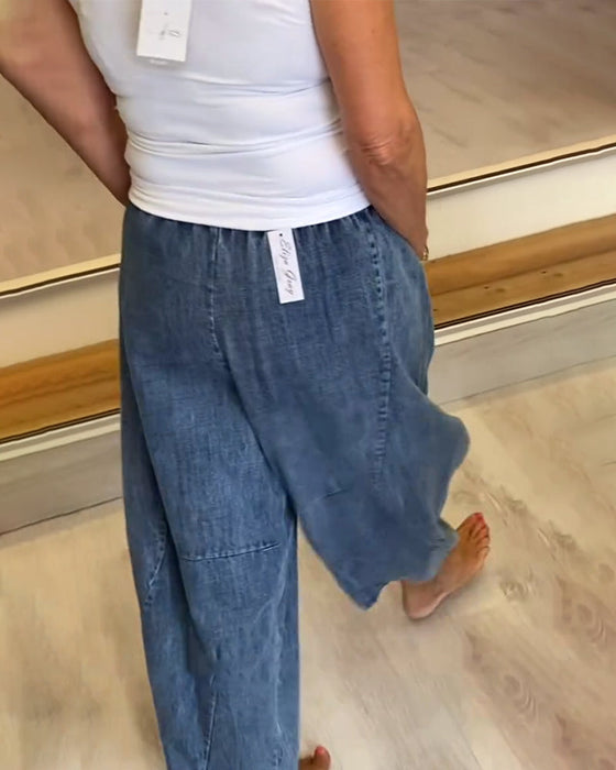 Jeansy Z Elastycznym Pasem W Stylu Casual