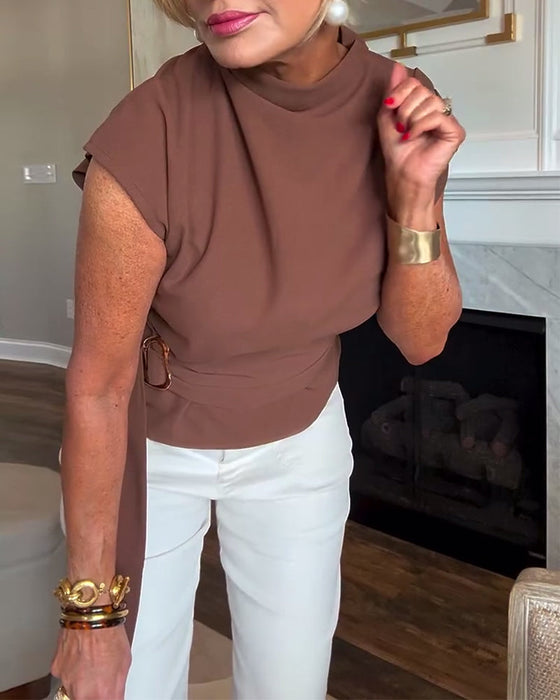 Dopasowana Bluzka w Jednym Kolorze