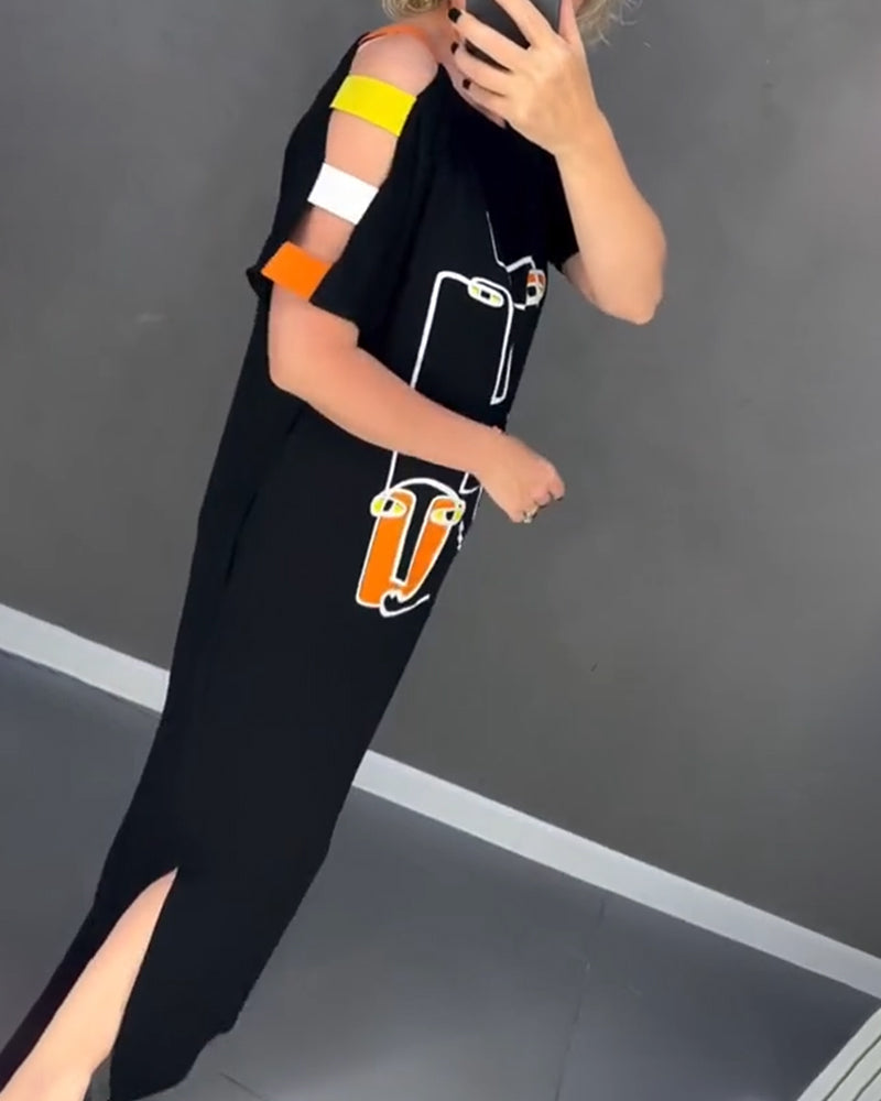 Sukienka Odsłonięte Ramiona Ażurowa Wzór Rozcięcie