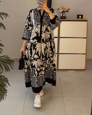 Sukienka swobodna luźna wzorzysta