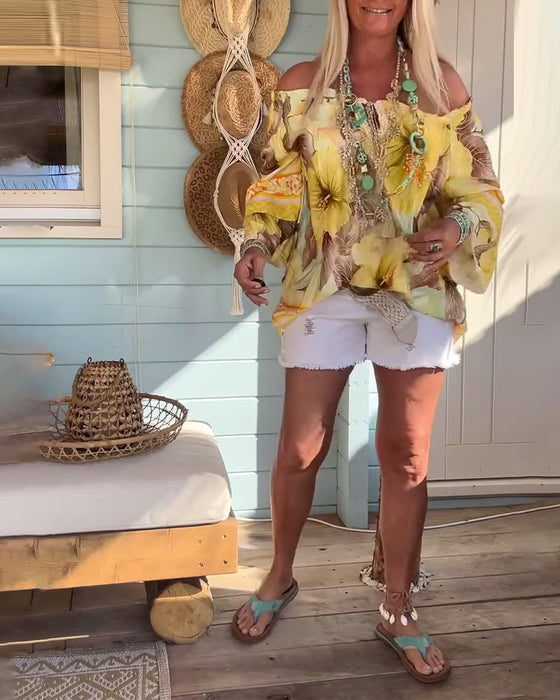 Bluzka Off-Shoulder Resortowy Print