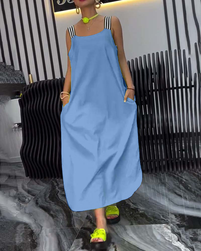 Sukienka Splicowana Zawieszenie Luźna