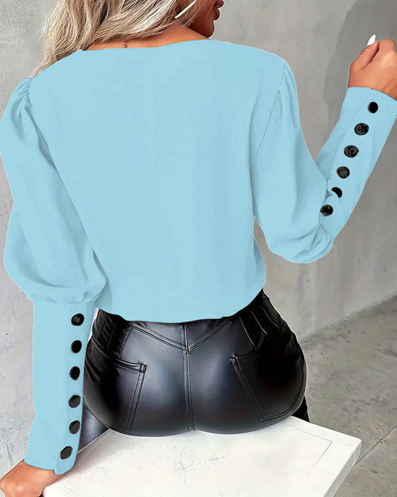 Górny Podkowa Rękaw V Dekolt Kolor Kontrastowy