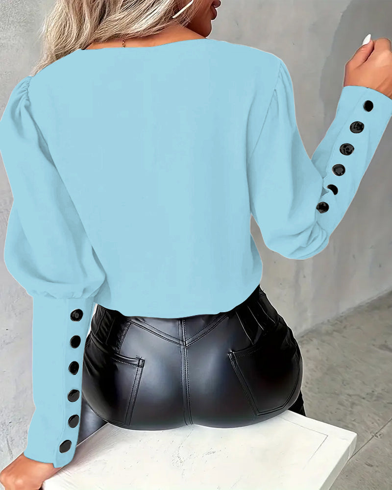 Górny Podkowa Rękaw V Dekolt Kolor Kontrastowy