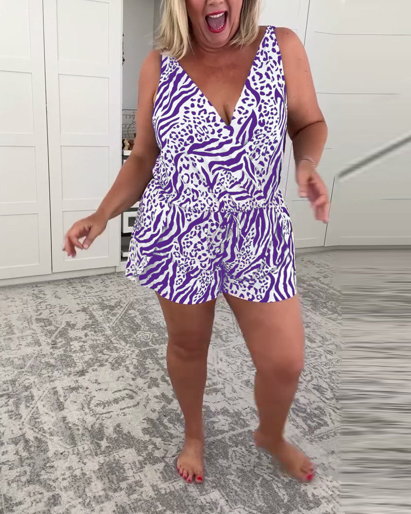 Strój Kąpielowy Slim Fit W Zebramotyw