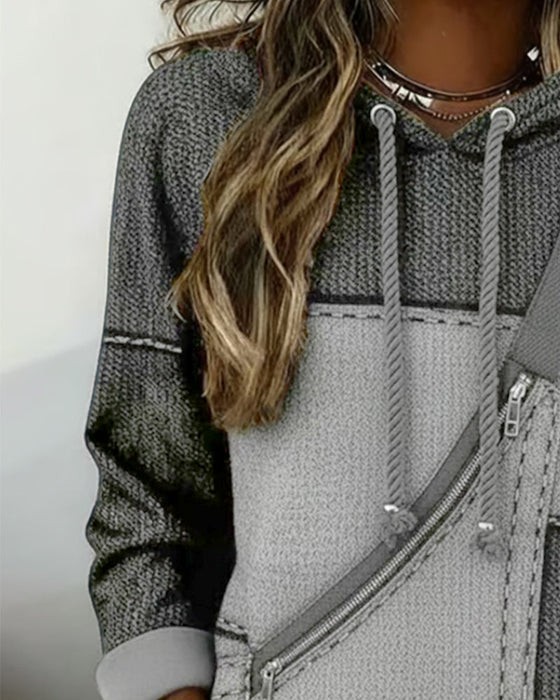 Stylowa Bluza Z Kapturem W Blokach Kolorów