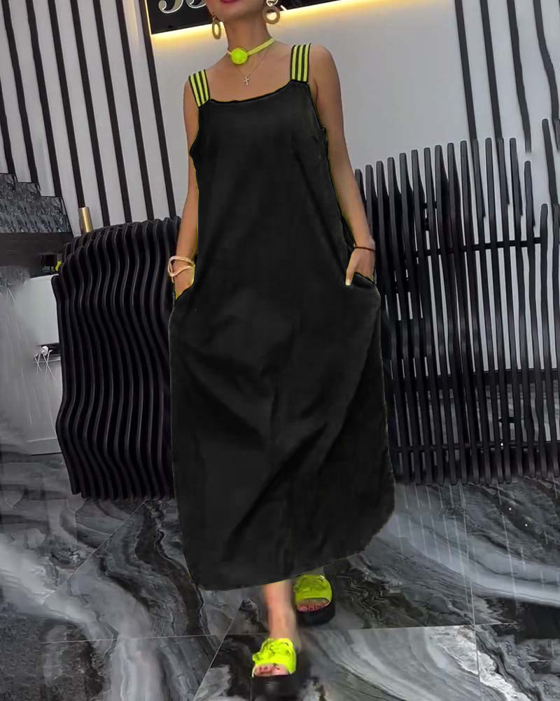 Sukienka Splicowana Zawieszenie Luźna