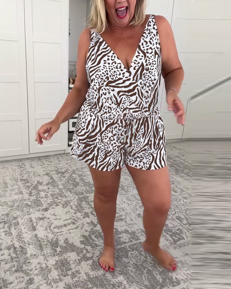 Strój Kąpielowy Slim Fit W Zebramotyw