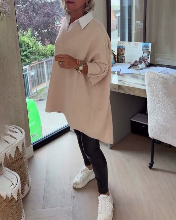 Sweter Z Cechami Dekoltu W Formie V, Przycisków I Asymetrycznej Budowy