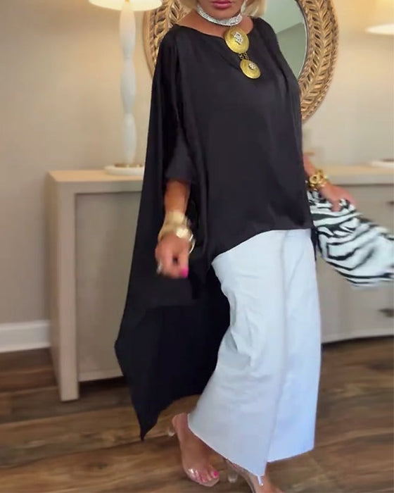 Bluzka casualowa modna nieregularna luźna