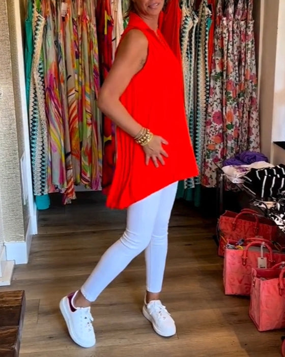 Bluzka bez rękawów z falbankami