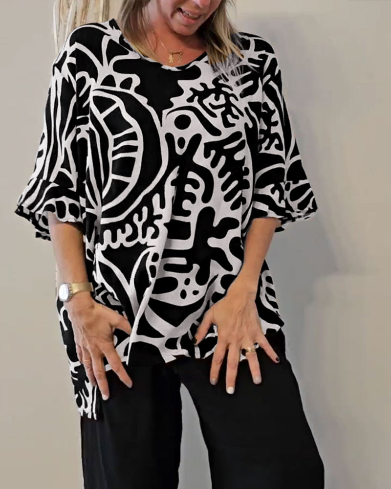 Top Abstrakcyjny Botaniczny Nadruk Luźny