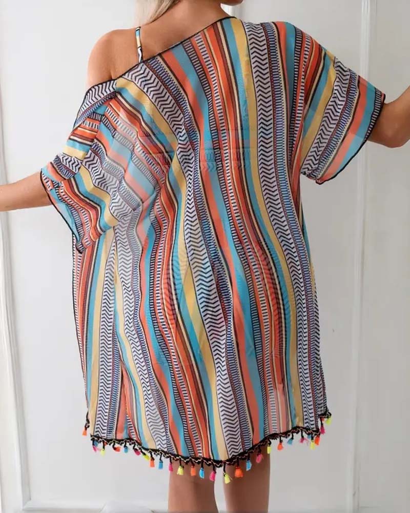 Strój kąpielowy bikini z nadrukiem w stylu resort, trzyczęściowy