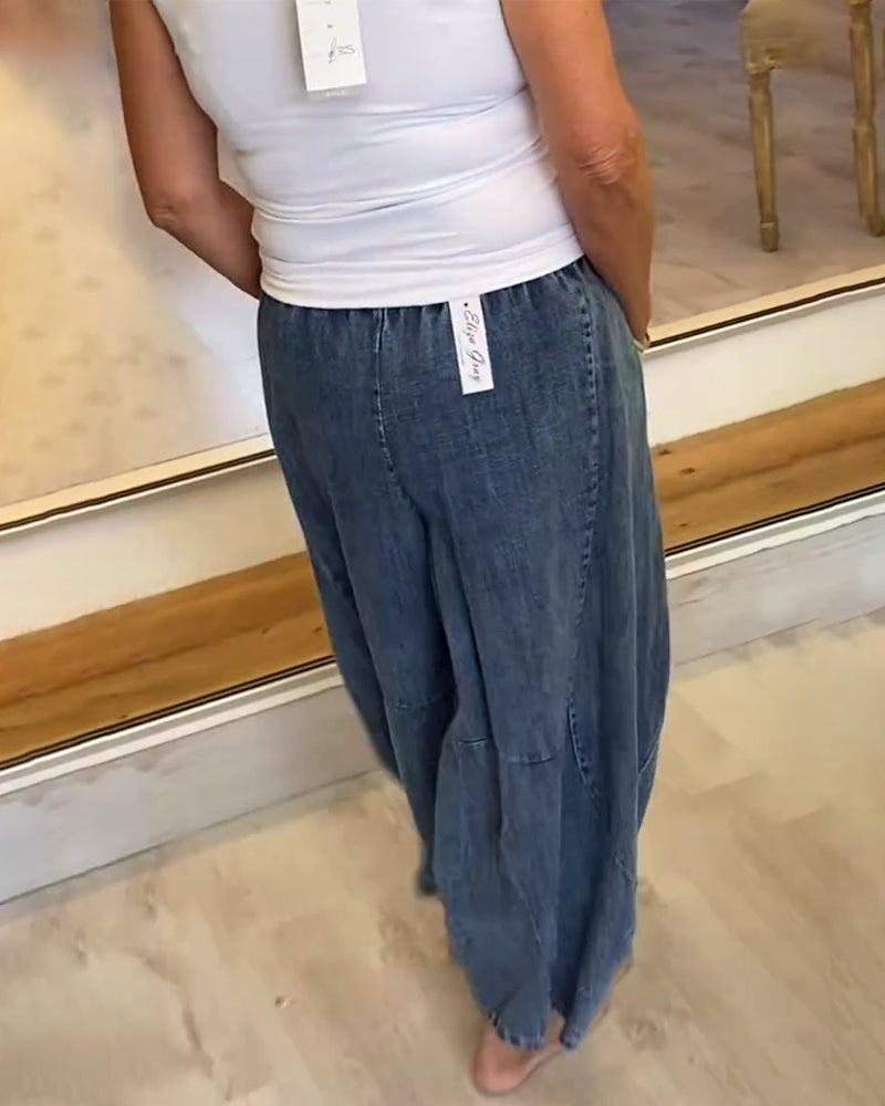 Jeansy Z Elastycznym Pasem W Stylu Casual