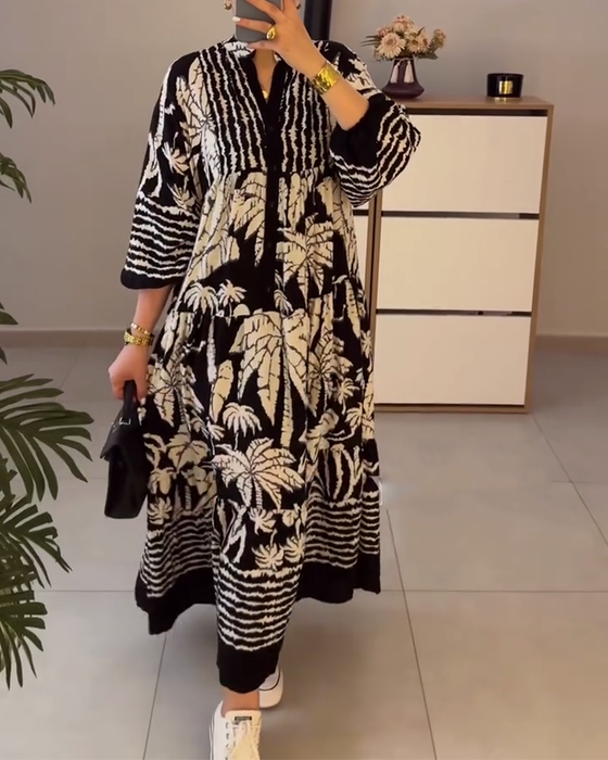 Sukienka swobodna luźna wzorzysta