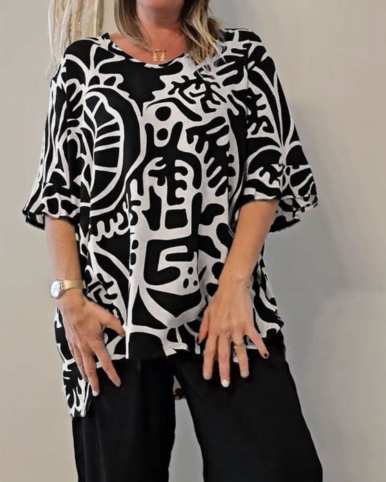 Top Abstrakcyjny Botaniczny Nadruk Luźny