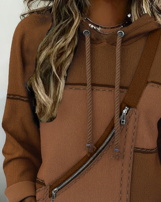 Stylowa Bluza Z Kapturem W Blokach Kolorów