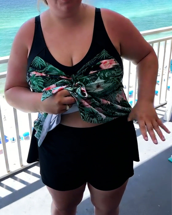 Strój kąpielowy dwuczęściowy, swobodny, z nadrukiem