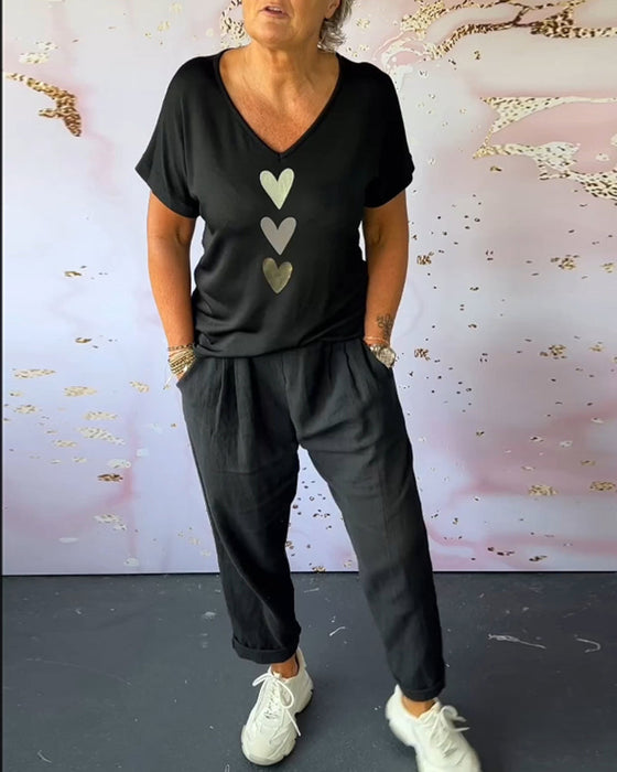 Wygodne codzienne spodnie z kieszeniami w jednolitym kolorze