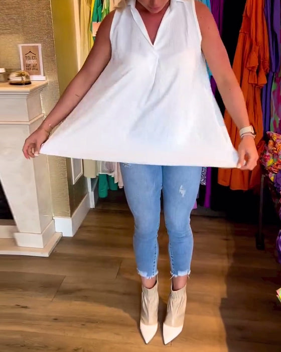 Bluzka bez rękawów z falbankami