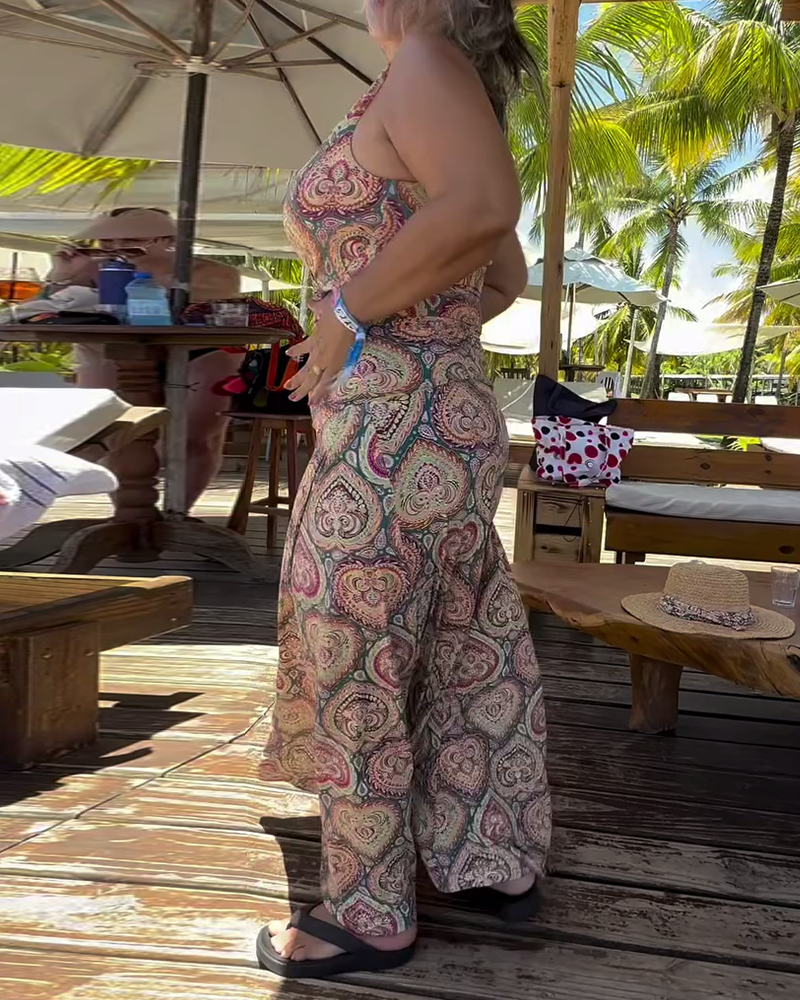 Strój Kąpielowy Bez Ramiączek Wzór Serca Wakacyjny