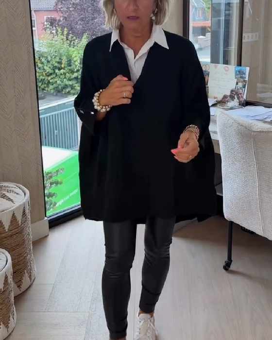 Sweter Z Cechami Dekoltu W Formie V, Przycisków I Asymetrycznej Budowy