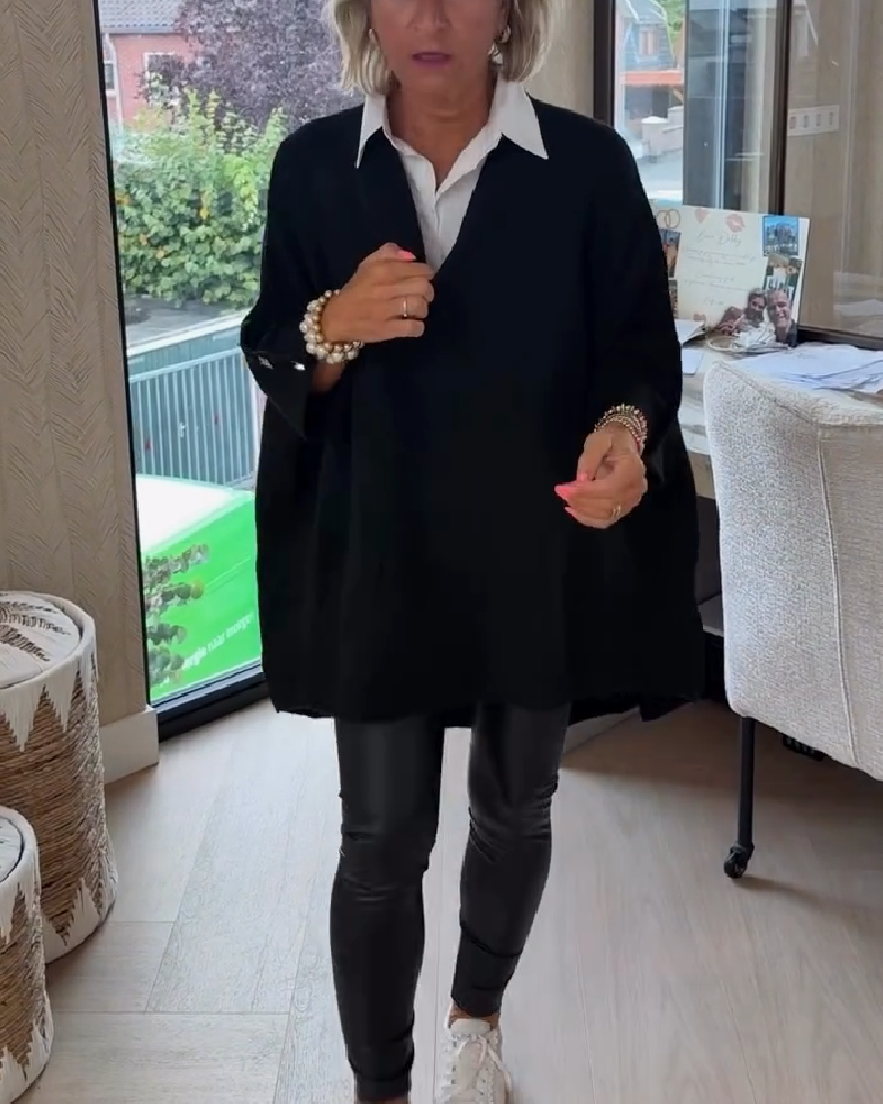 Sweter Z Cechami Dekoltu W Formie V, Przycisków I Asymetrycznej Budowy