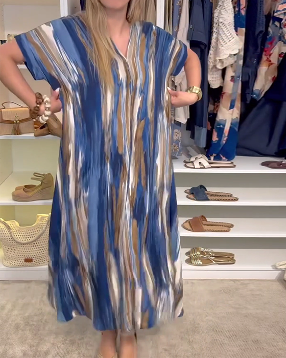 Sukienka swobodna luźna z dekoltem w serek