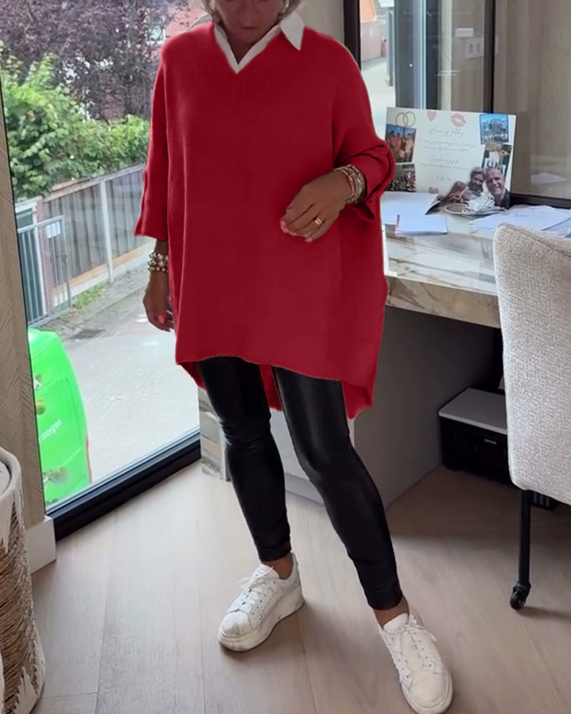 Sweter Z Cechami Dekoltu W Formie V, Przycisków I Asymetrycznej Budowy