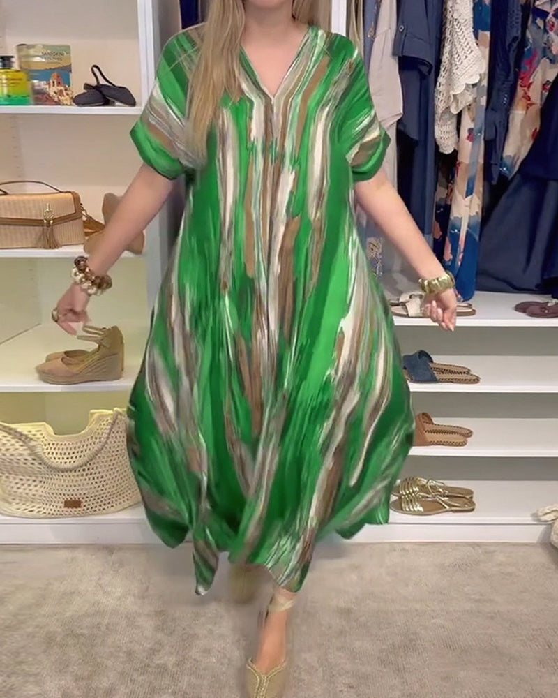 Sukienka swobodna luźna z dekoltem w serek