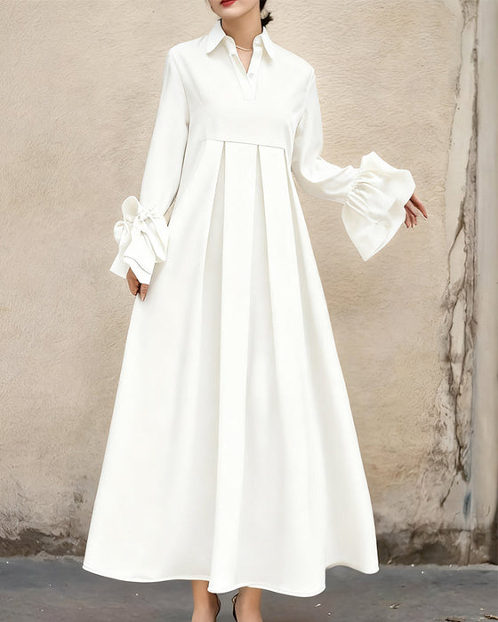 Sukienka Modna Kołnierzyk Koszulowy Rozkloszowany