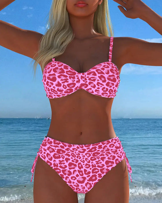 Strój Kąpielowy Wiązanie Leopard Bikini