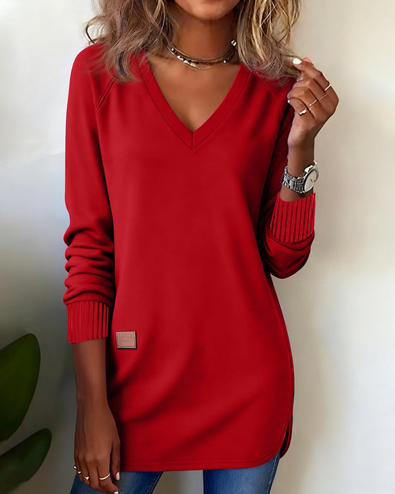 Bluza z Kapturem Z Dekoltem W Formie V I Trendową Atmosferą