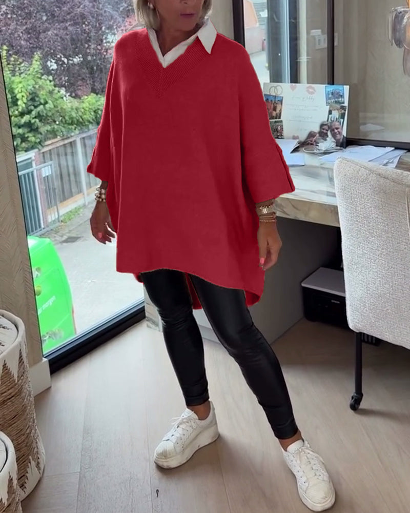 Sweter Z Cechami Dekoltu W Formie V, Przycisków I Asymetrycznej Budowy