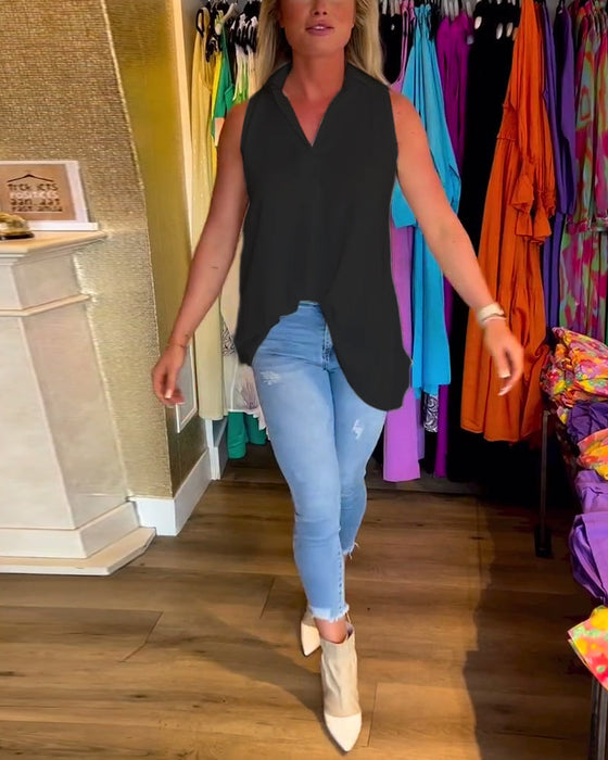 Bluzka bez rękawów z falbankami