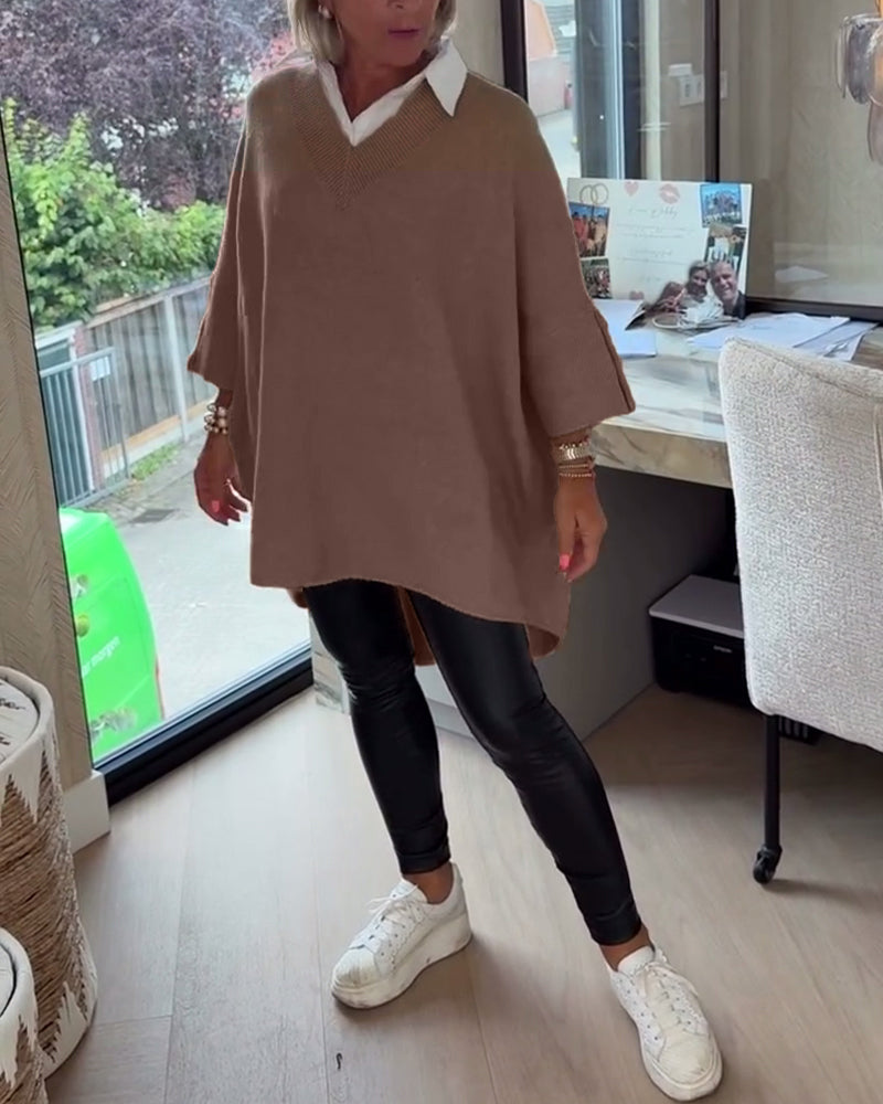 Sweter Z Cechami Dekoltu W Formie V, Przycisków I Asymetrycznej Budowy